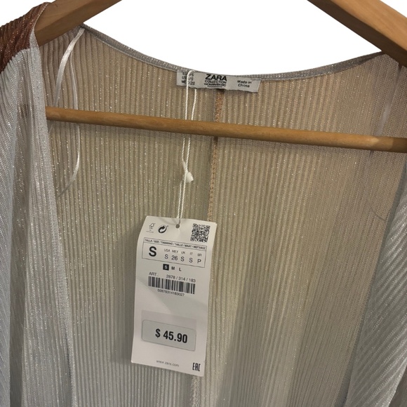 ZARA Metallic Ombre Kimono Cover-Up – Size Small (New With Tags) - Picture 2 of 4